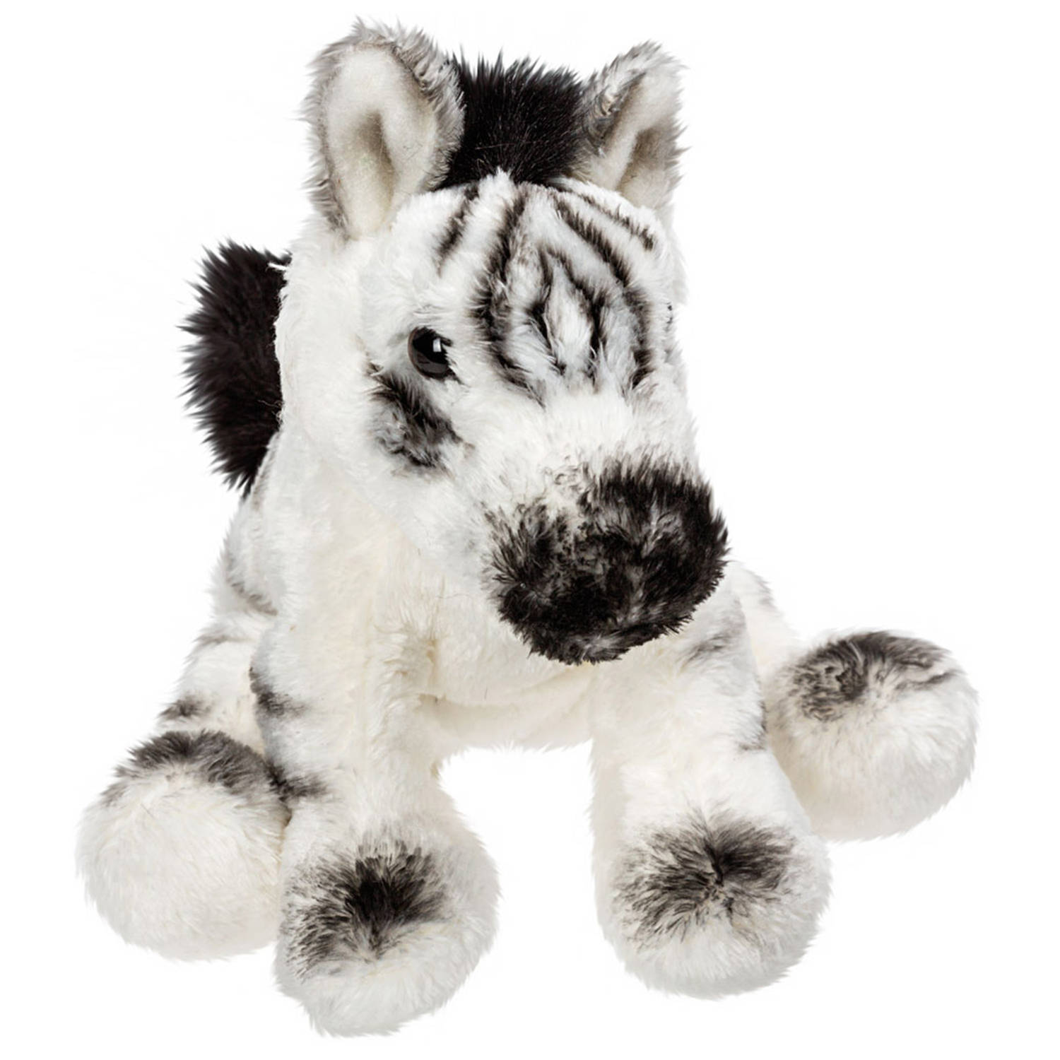 Suki Gifts Pluche knuffeldier Zebra wit-zwart 13 cm safari thema Knuffeldier