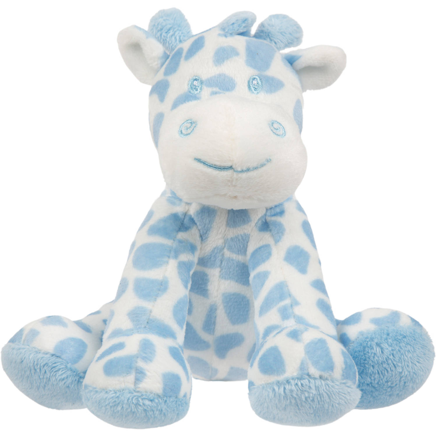 Suki Gifts knuffeldier - giraffe - zittend - blauw/wit - pluche - safari dieren - 14 cm