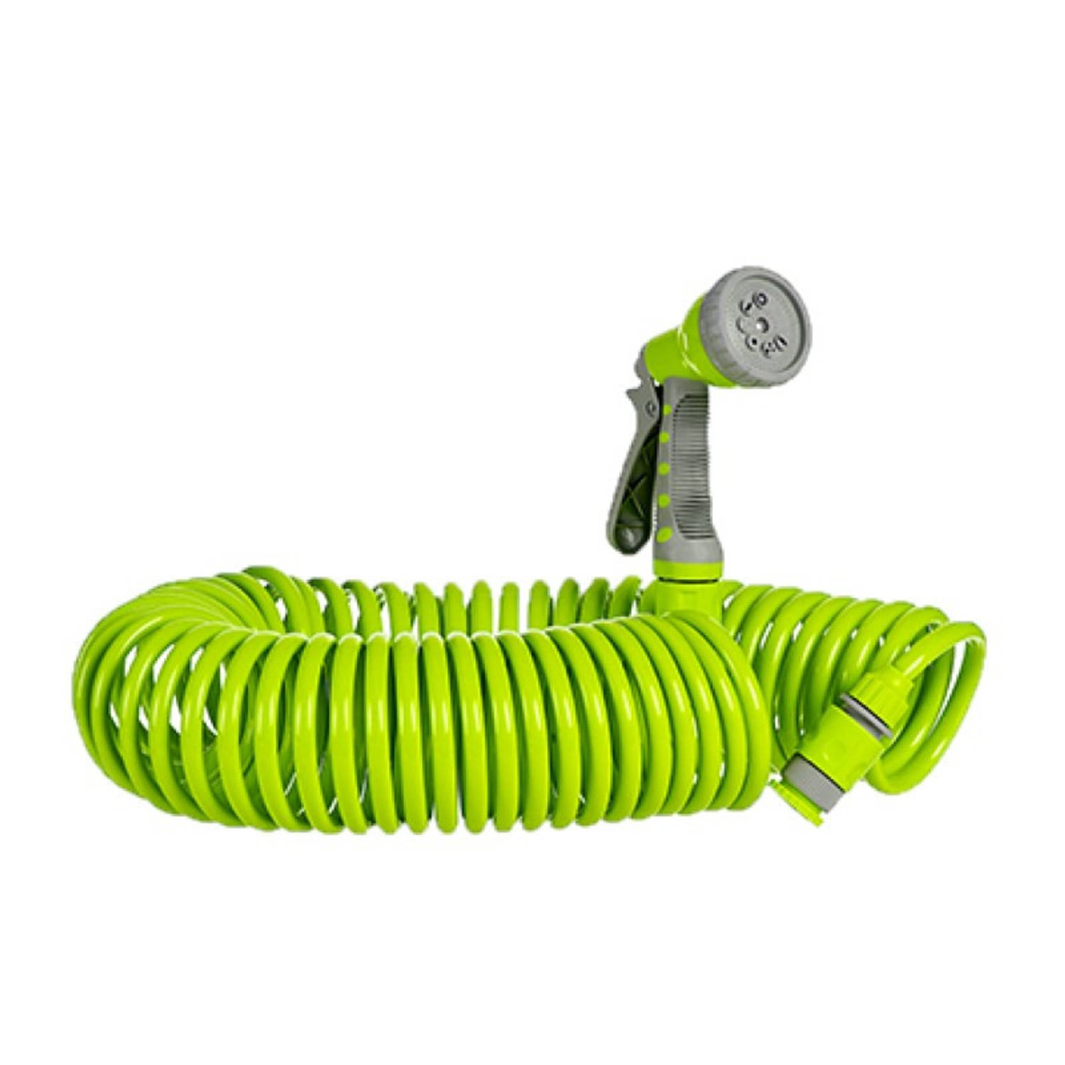 Flexibele spiraal tuinslang groen met sproeikop 15 meter Tuinslangen