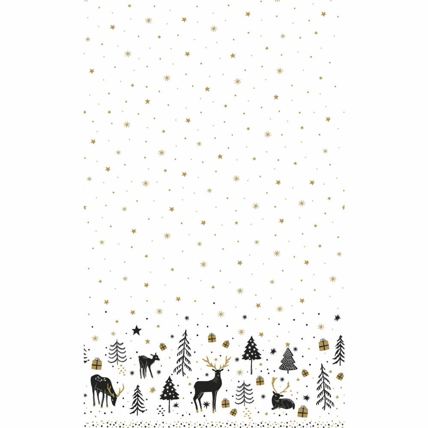 Duni kerst tafellaken-tafelkleed 138 x 220 cm -papier -met rendieren Tafellakens