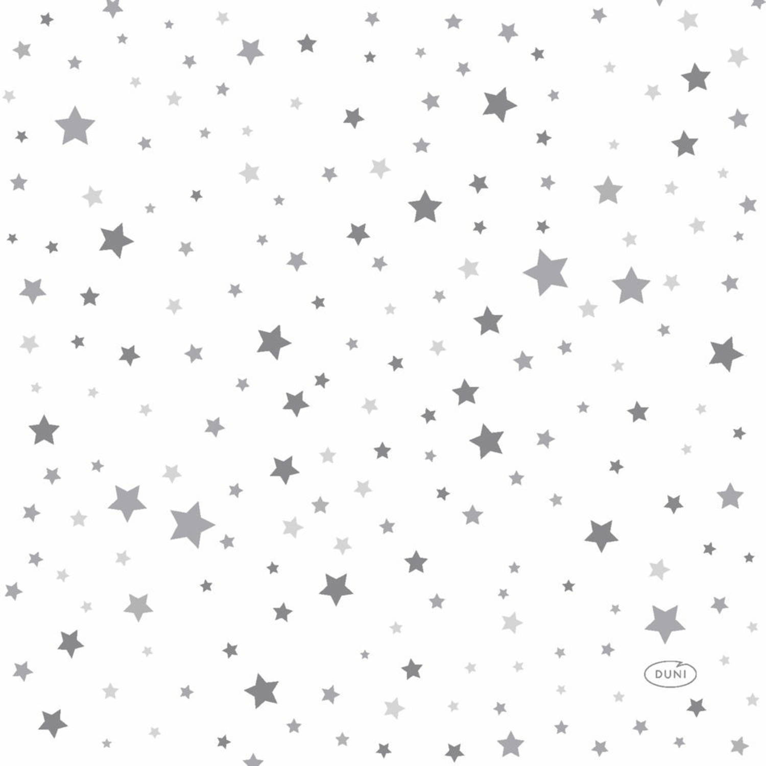 Duni kerst thema servetten 20x st 33 x 33 cm wit met sterren Feestservetten