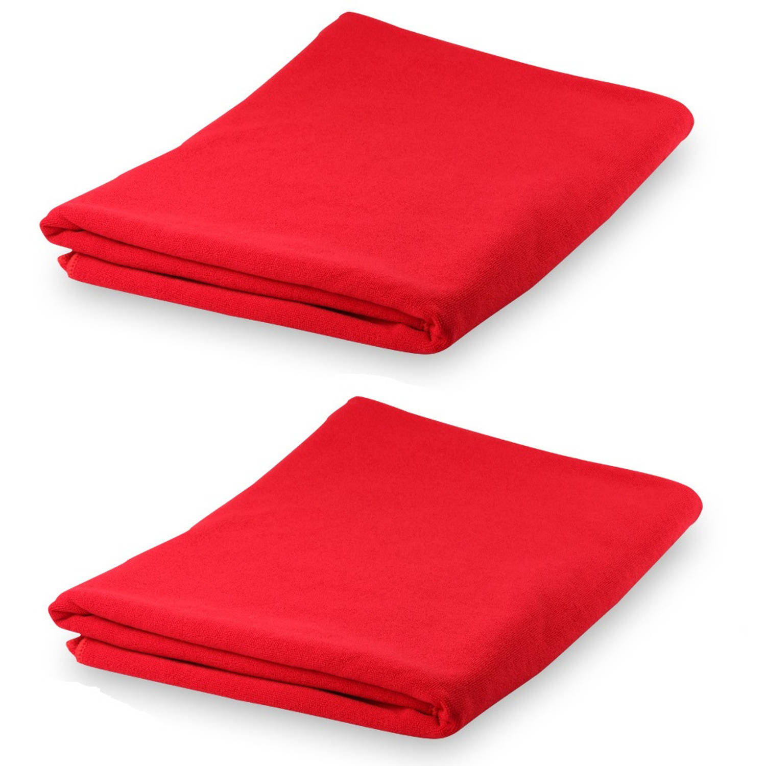 Set van 2x stuks yoga wellness microvezel handdoeken 150 x 75 cm rood Sporthanddoeken