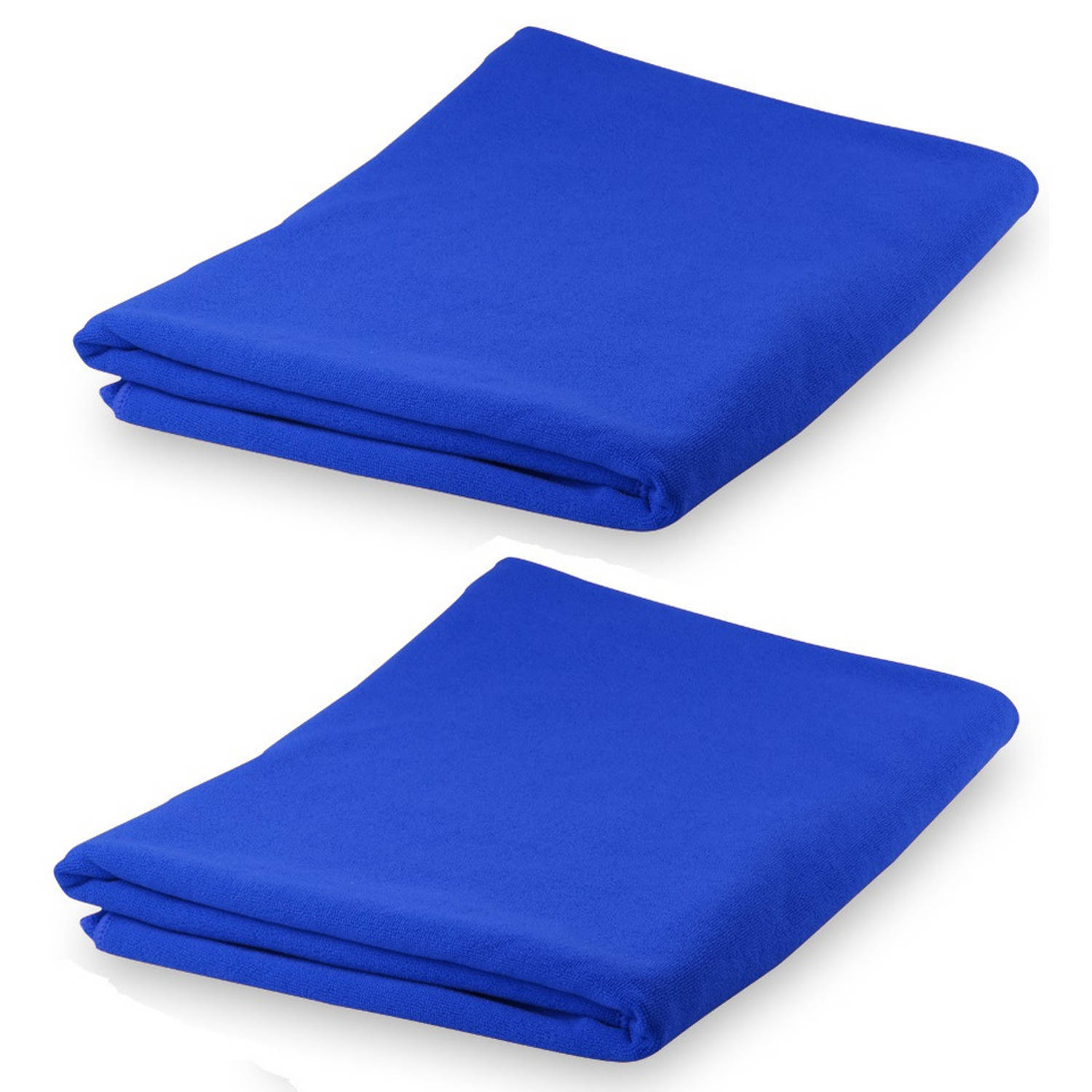 Set van 2x stuks yoga wellness microvezel handdoeken 150 x 75 cm blauw Sporthanddoeken