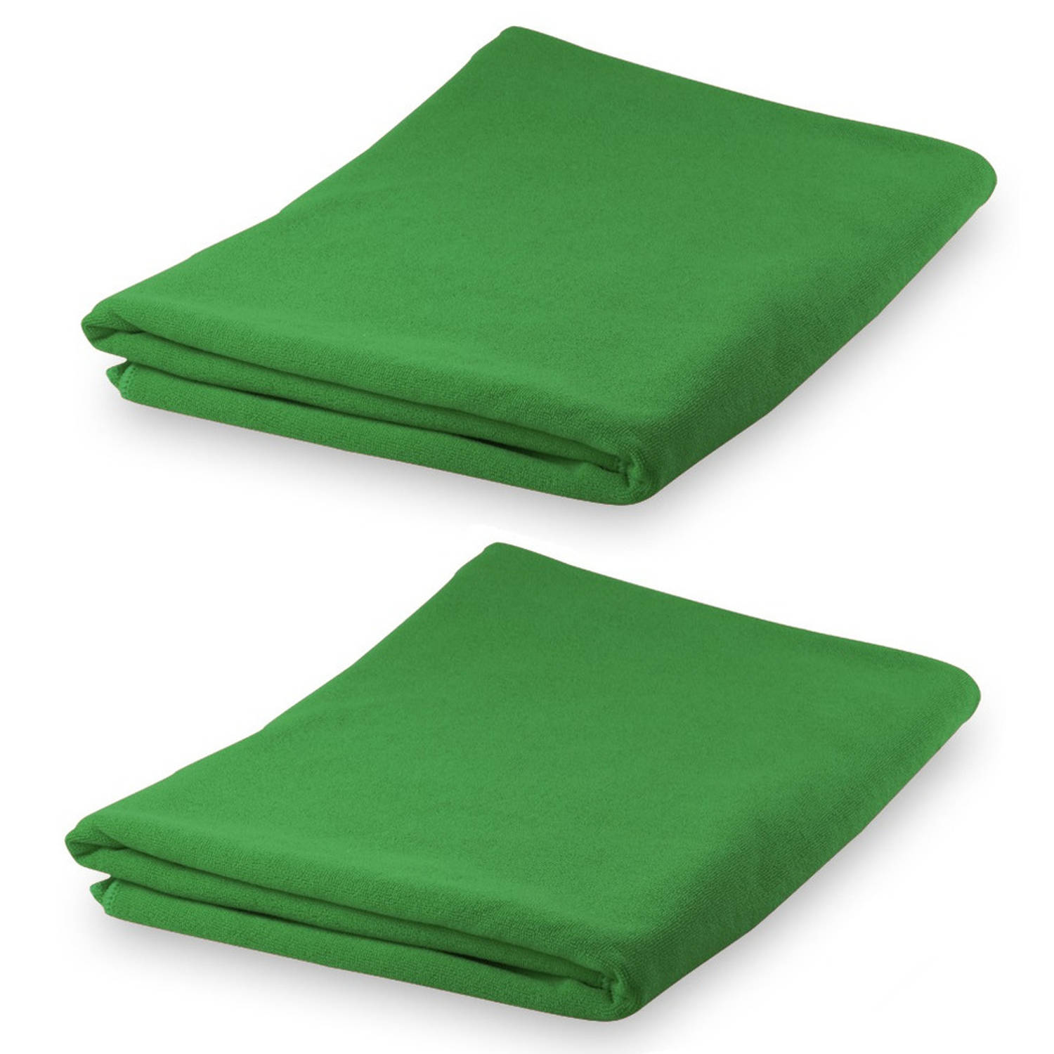 Set van 2x stuks yoga wellness microvezel handdoeken 150 x 75 cm groen Sporthanddoeken