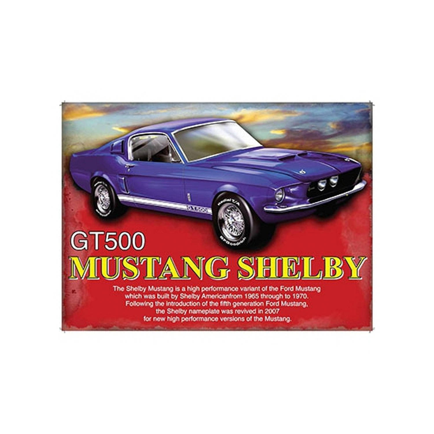 Metalen wand bordje GT500 Shelby Metalen wandbordjes