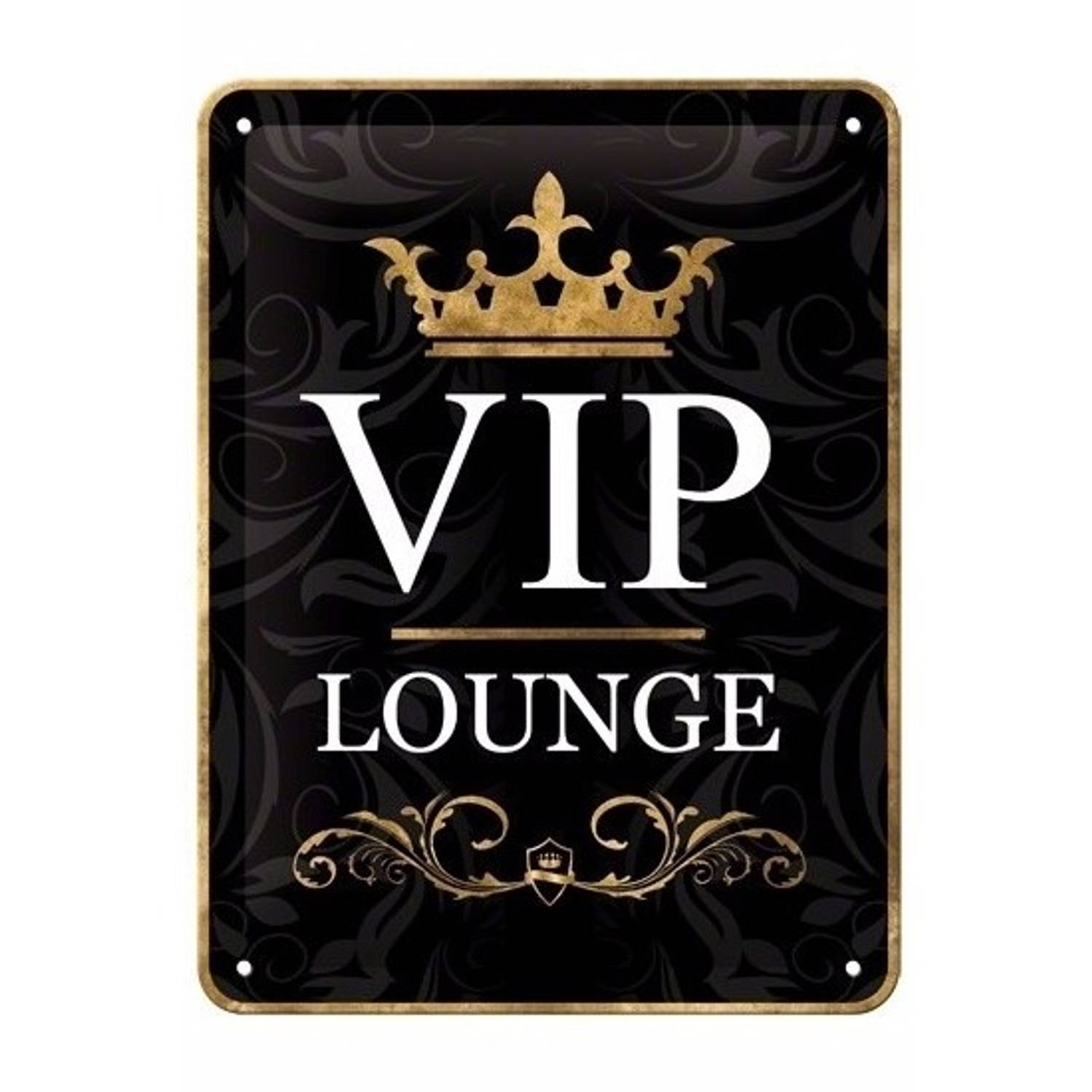 VIP thema Muurdecoratie VIP Lounge 15 x 20 cm Metalen wandbordjes