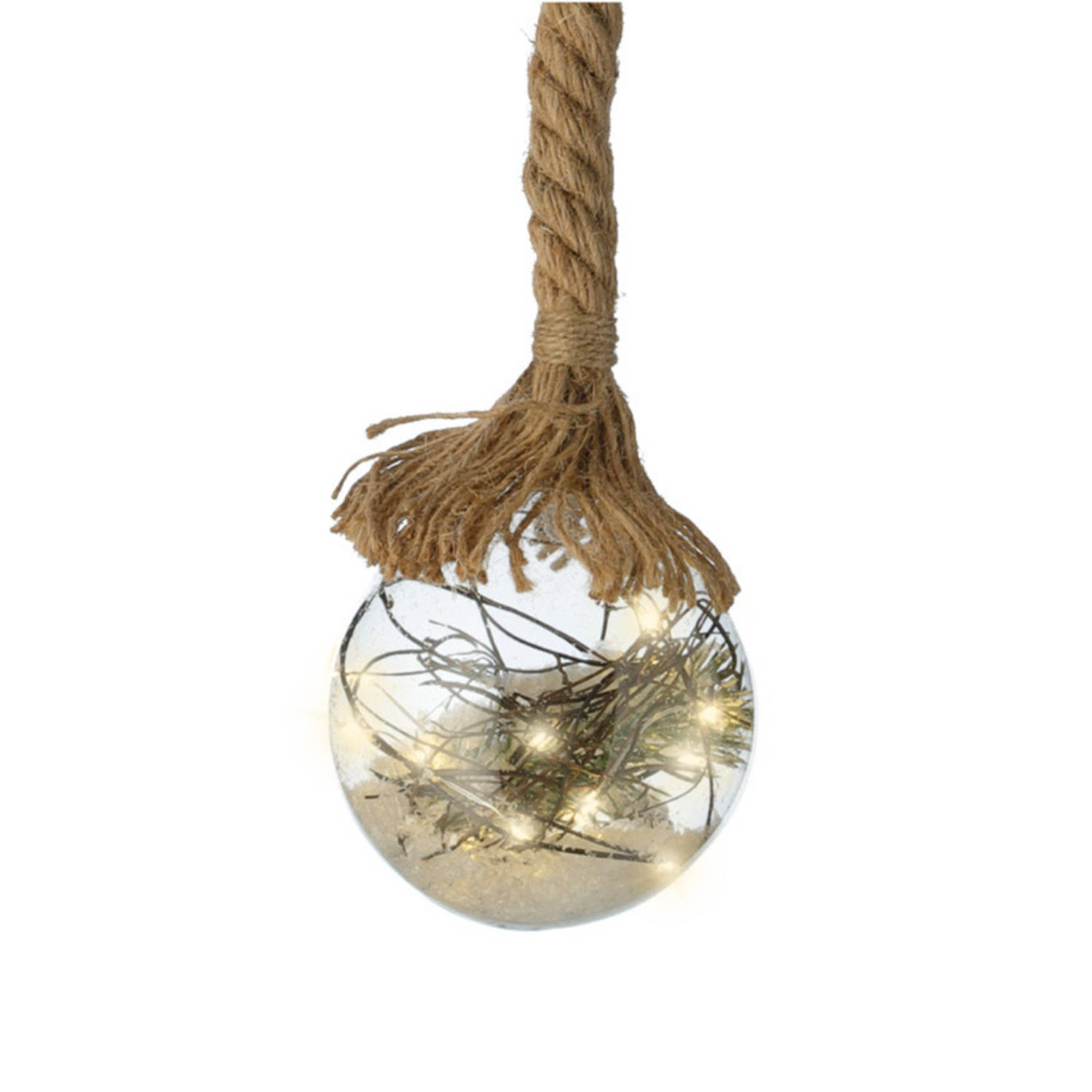 Lumineo kerstbal met led verlichting- D20 cm aan touw kerstverlichting figuur