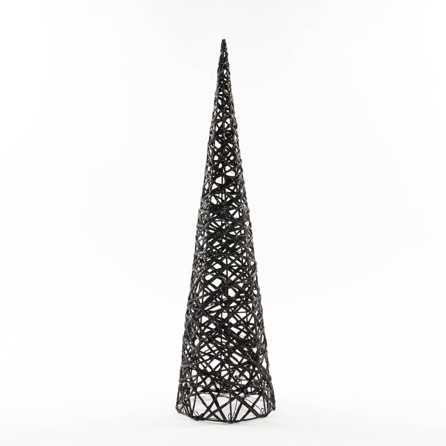 Anna Collection LED piramide kerstboom H60 cm zwart kunststof kerstverlichting figuur