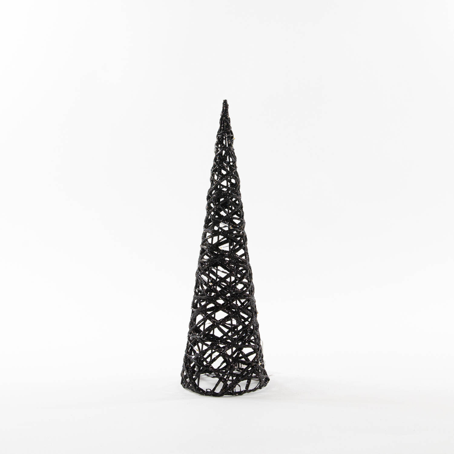 Anna Collection LED piramide kerstboom H40 cm zwart kunststof kerstverlichting figuur