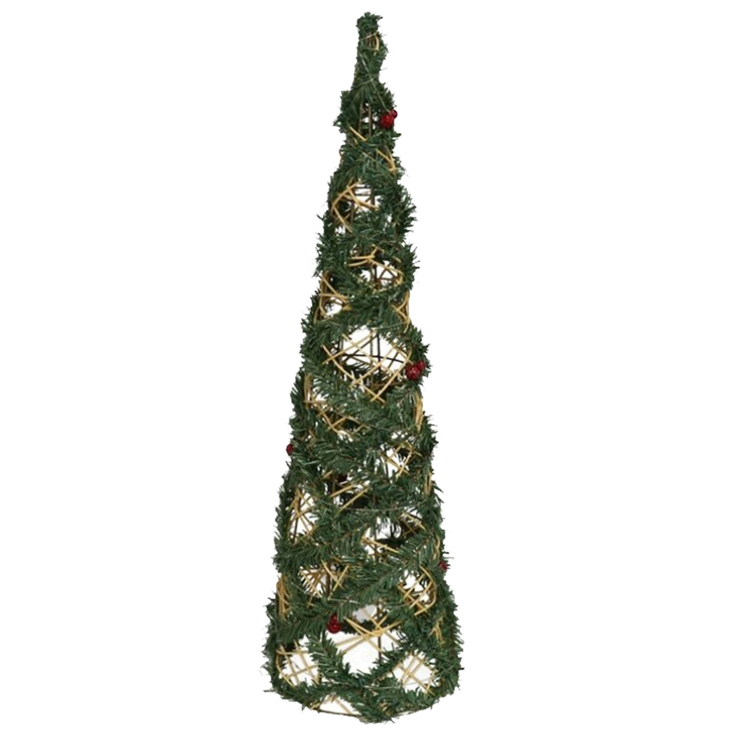 Gerim Kerstverlichting figuren - Led kegel - draad/groen - 60 cm - 30 warm witte lampjes