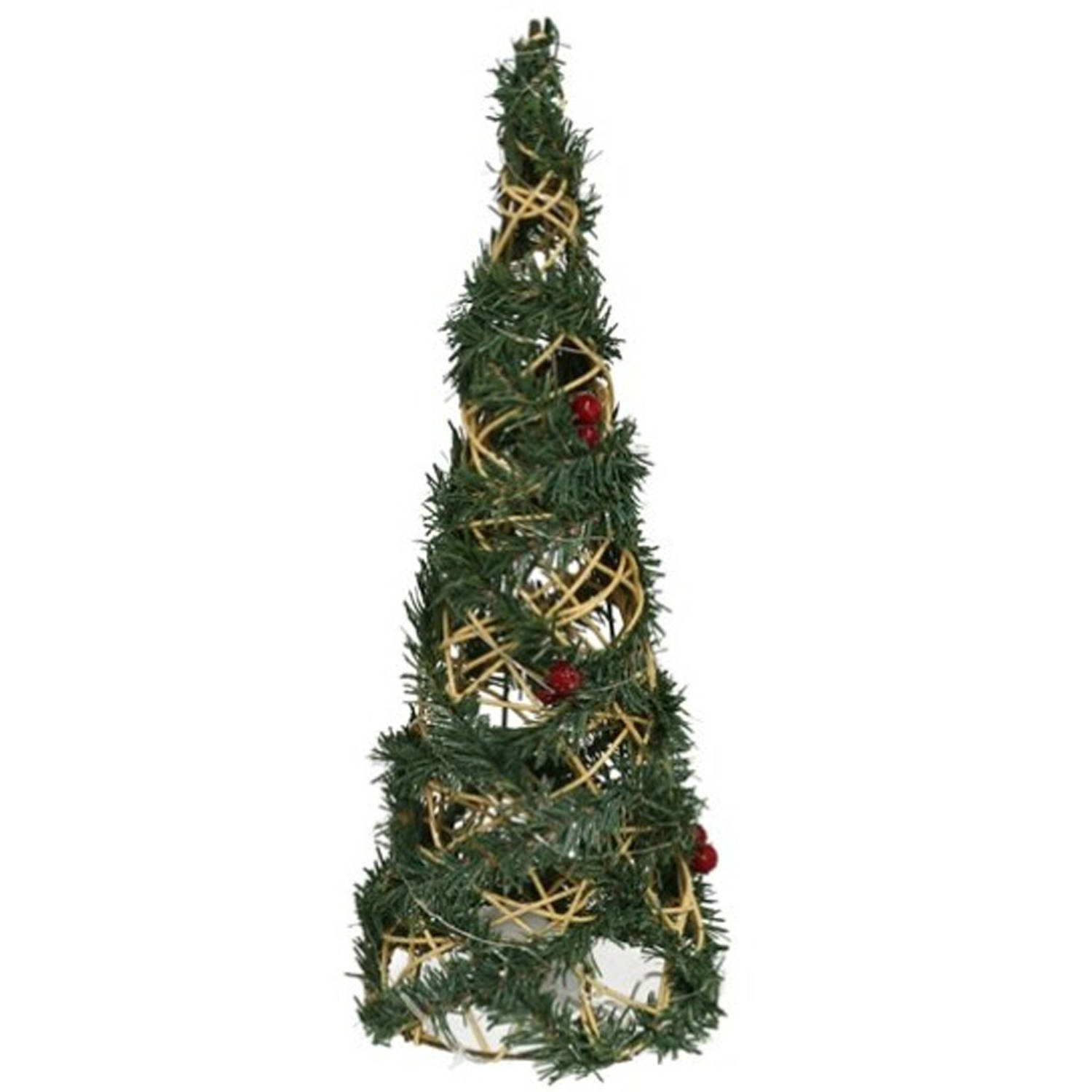 Gerim Kerstverlichting figuren - Led kegel - draad/groen - 40 cm - 20 warm witte lampjes