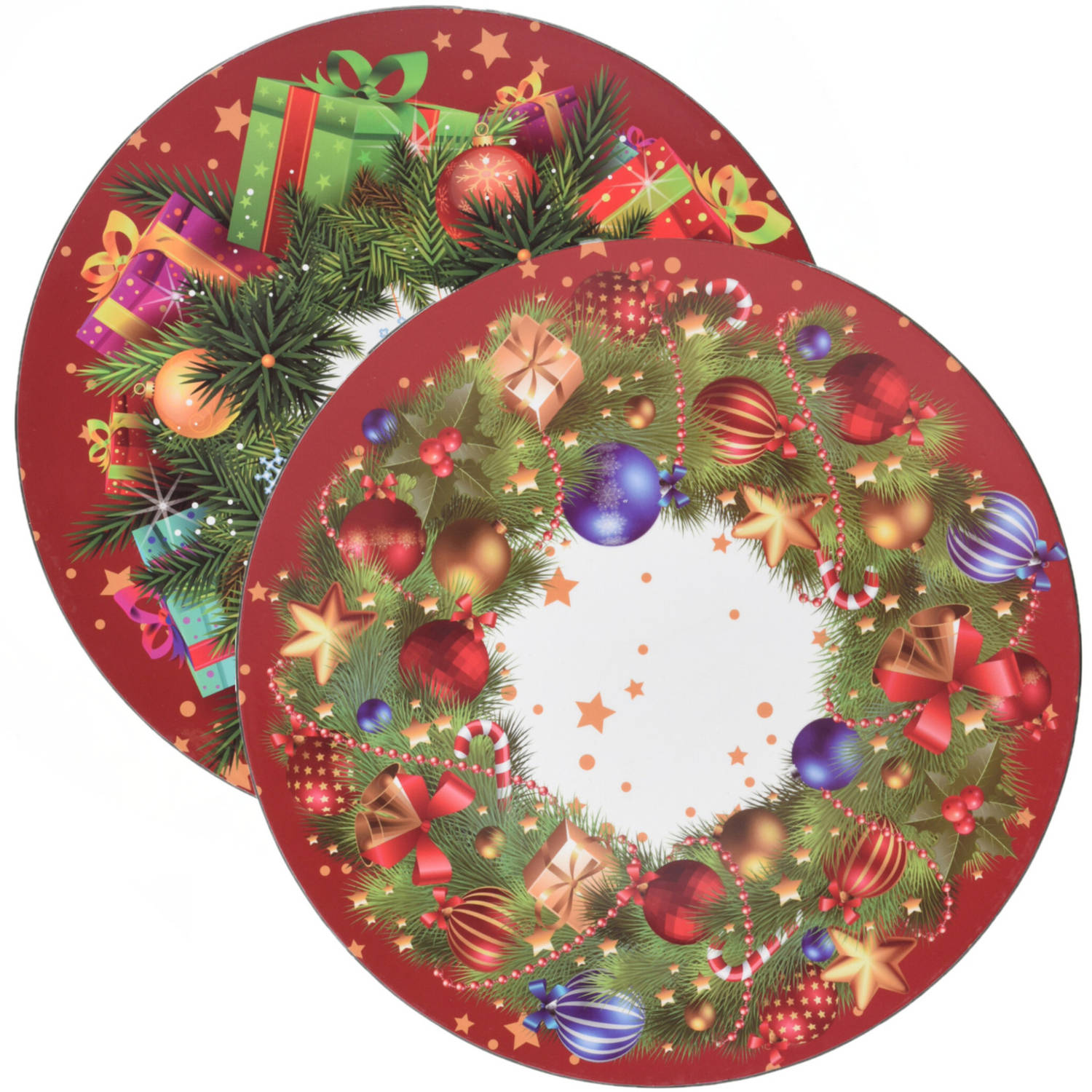 Christmas Decoration kerstdiner onderborden -2x - 33 cm -kunststof - kerst thema