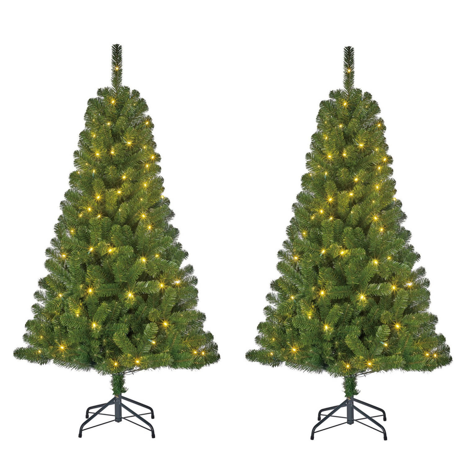 Set van 2x stuks groene led verlichte kerstbomen-kunstbomen 120 cm Kunstkerstboom