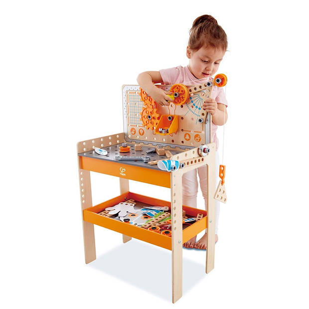 Hape houten werkbank Deluxe Scientific 79-delig