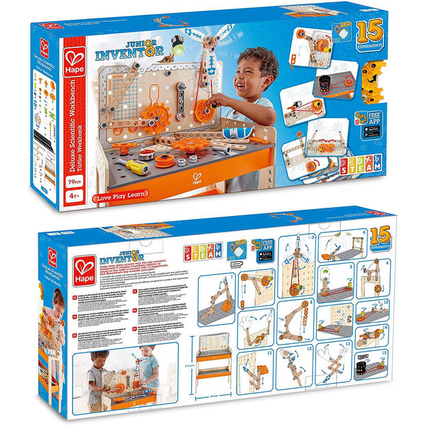 Hape houten werkbank Deluxe Scientific 79-delig