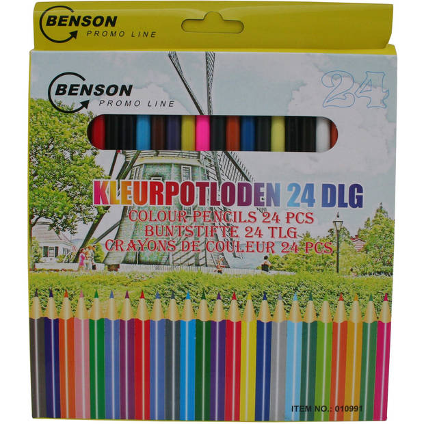 24x Kleur/teken potloden in verschillende kleuren voor kinderen en volwassenen - Tekenpotloden