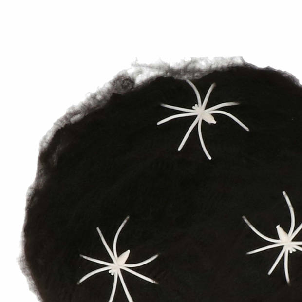 Boland Decoratie spinnenweb/spinrag met spinnen - 60 gram - zwart - Halloween/horror versiering - Feestdecoratievoorwerp
