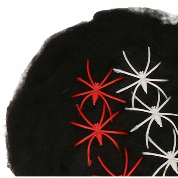 Boland Decoratie spinnenweb/spinrag met spinnen - 100 gram - zwart - Halloween/horror versiering - Feestdecoratievoorwer