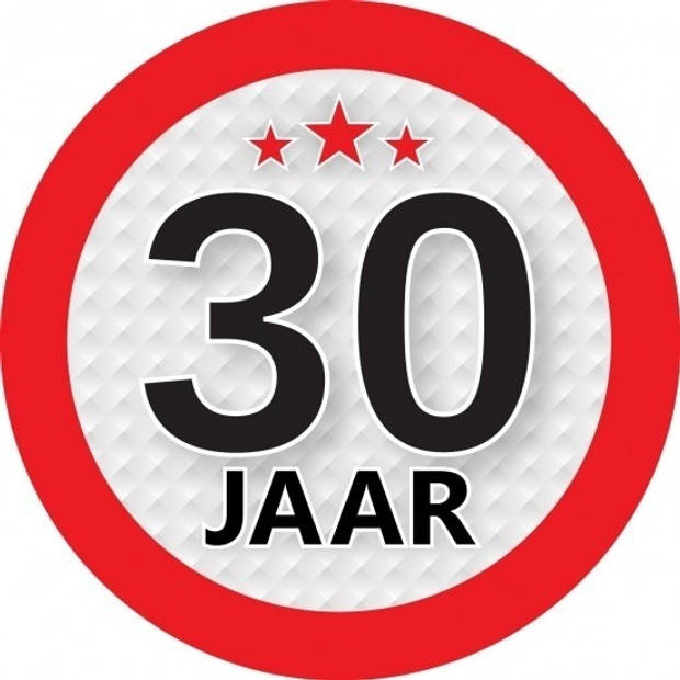 10x 30 Jaar leeftijd stickers rond 9 cm verjaardag versiering - Feeststickers