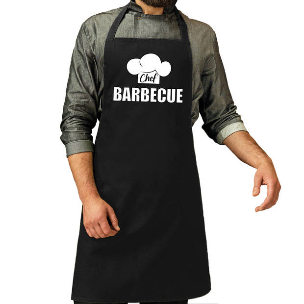 Schort chef barbecue zwart voor heren - barbecue schorten - Feestschorten