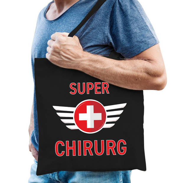 Super chirurg cadeau tas zwart voor heren - Feest Boodschappentassen