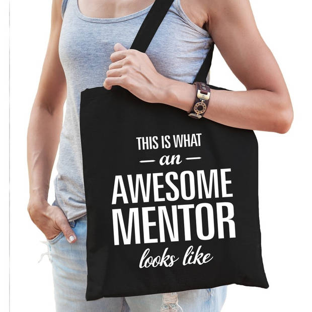 Awesome mentor cadeau tas zwart katoen - Feest Boodschappentassen