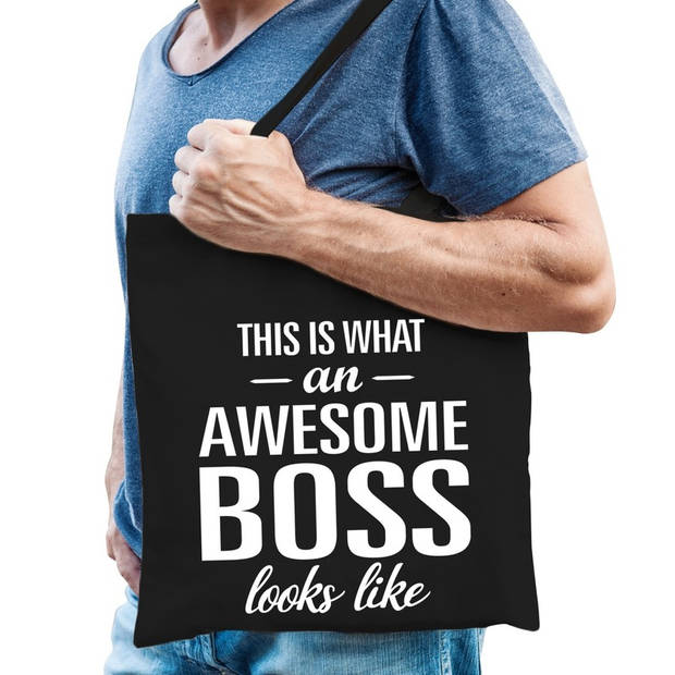 Awesome boss cadeau tas zwart katoen - Feest Boodschappentassen