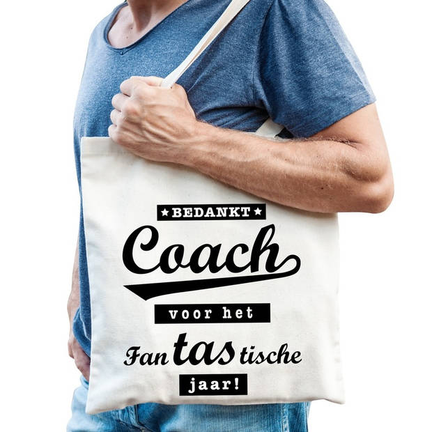 Bedankt coach voor het fantastische jaar cadeau tas katoen - Feest Boodschappentassen