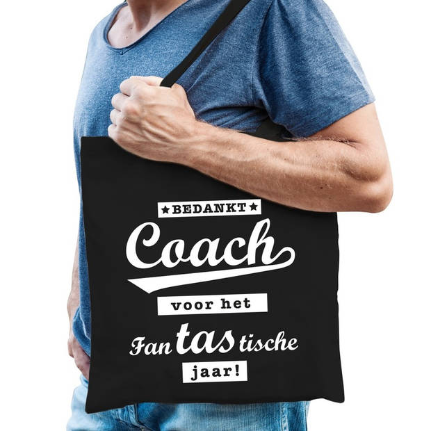 Coach bedankt cadeau tas zwart katoen - Feest Boodschappentassen