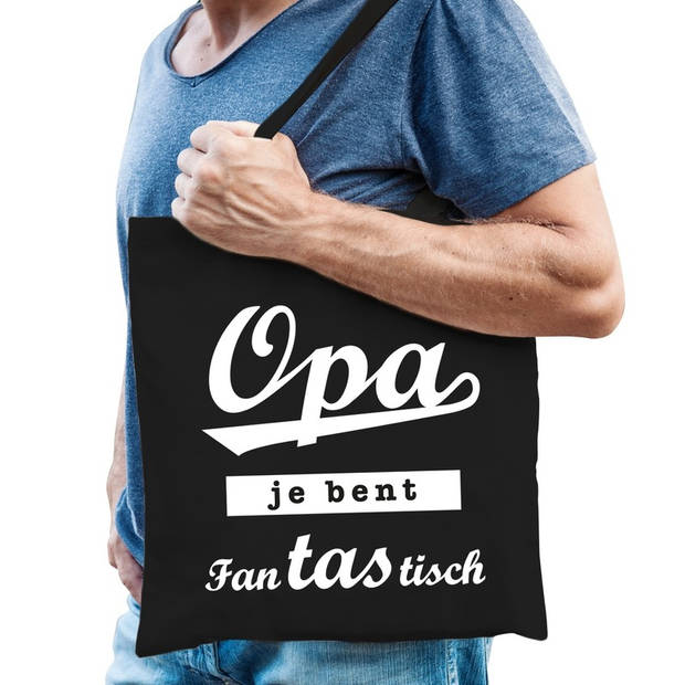 Opa fantastisch cadeau tas zwart katoen - Feest Boodschappentassen