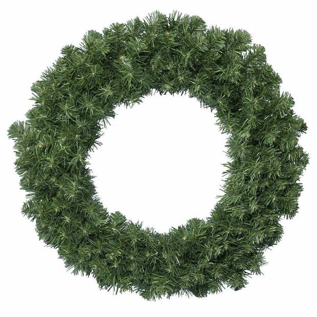 Kerstkrans 50 cm - groen - met messing zilveren hanger/ophanghaak - kerstversiering - Kerstkransen