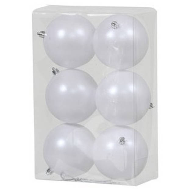 Kerstversiering kunststof kerstballen wit 6-8-10 cm pakket van 62x stuks - Kerstbal