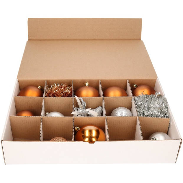 7x Kerstversiering opbergen doos met deksel voor 10 cm Kerstballen - Kerstballen opbergboxen