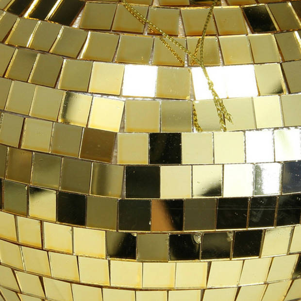 Othmar Decorations disco kerstballen - goud - 15 cm - kunststof - Kerstbal