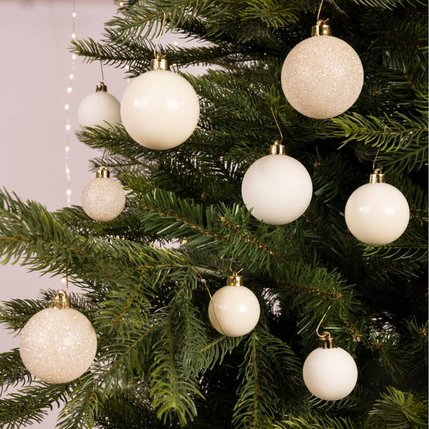 Decoris kerstballen - 30x - wol wit - 4, 5 en 6 cm -kunststof - Kerstbal