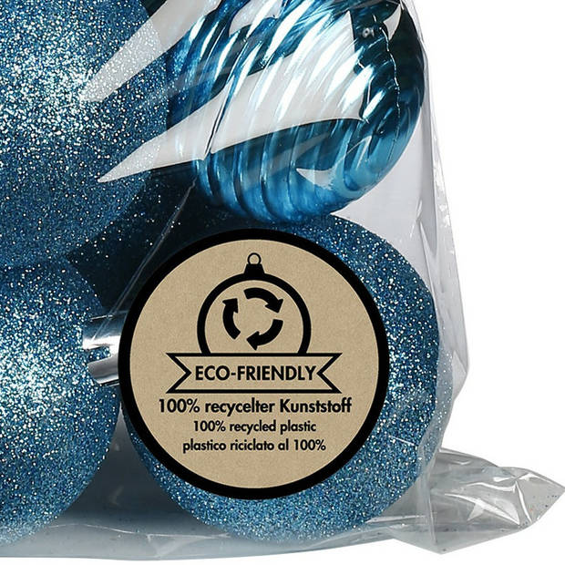 Inge Christmas kerstballen en hangers -30x -kunststof -turquoise - Kerstbal