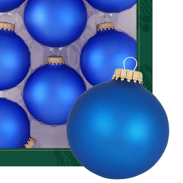 Krebs kerstballen - 16x stuks - velvet blauw - glas - 7 cm - mat - Kerstbal