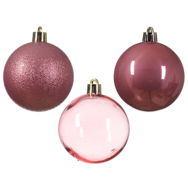 Decoris kerstballen - 25x stuks - 6 cm - kunststof -oudrozeAaA  - Kerstbal