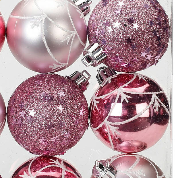 Inge Christmas Goodz kerstballen - 18x st- 6 cm - kunststof - roze - Kerstbal