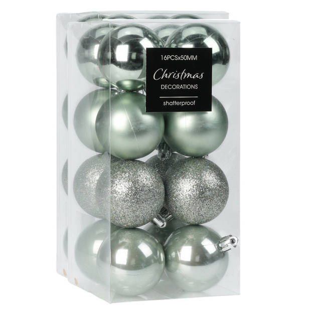 Christmas Decoration kleine kerstballen 48x -mintgroen-3cm -kunststofAA  - Kerstbal