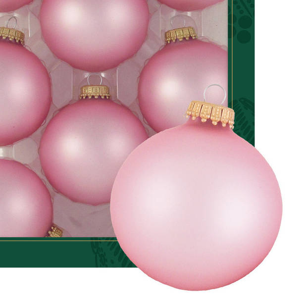 Krebs kerstballen - 8x stuks - chic roze - glas - 7 cm - mat - Kerstbal