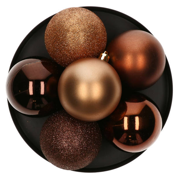 Atmosphera kerstballen - 8x stuks - brons - kunststof - 7 cm - Kerstbal