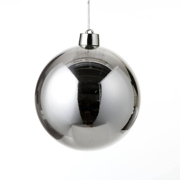 1x Grote kunststof decoratie kerstbal zilver 25 cm - Kerstbal