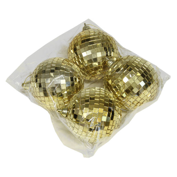 Kerstballen disco - 8x st - goud en zilver - 8 cm - kunststof - Kerstbal