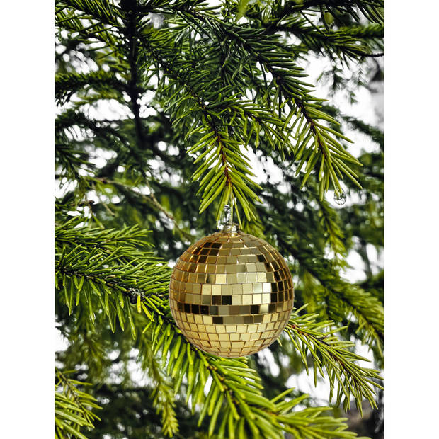 Othmar Decorations disco kerstballen - 8x - goud - 6 cm - kunststof - Kerstbal