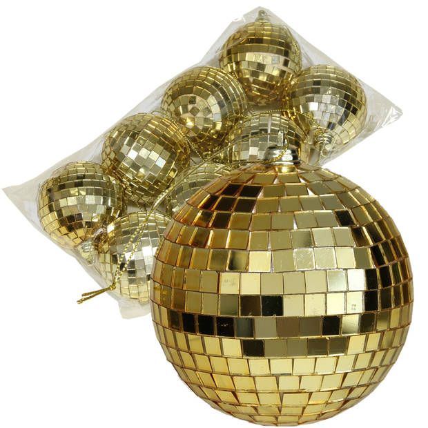 Kerstballen disco - 16x st - goud en roze - 6 cm - kunststof - Kerstbal