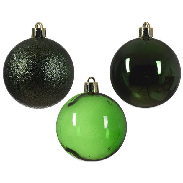 Decoris kerstballen - 50x stuks - 6 cm - kunststof -donkergroen - Kerstbal