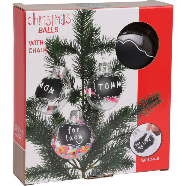 Christmas Decoration beschrijfbare kerstballen met krijtvlak-10x- 10cm - Kerstbal