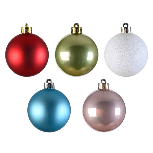 Decoris kerstballen - 30x - multi gekleurd - 6 cm -kunststof - Kerstbal