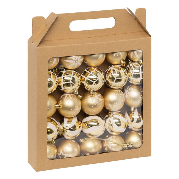 Feeric Christmas gedecoreerde kerstballen 25x- 6 cm - goud -kunststofA - Kerstbal